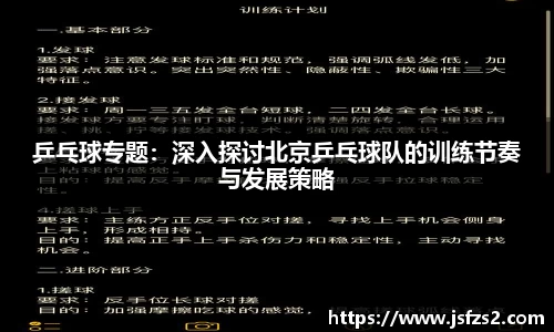 乒乓球专题：深入探讨北京乒乓球队的训练节奏与发展策略